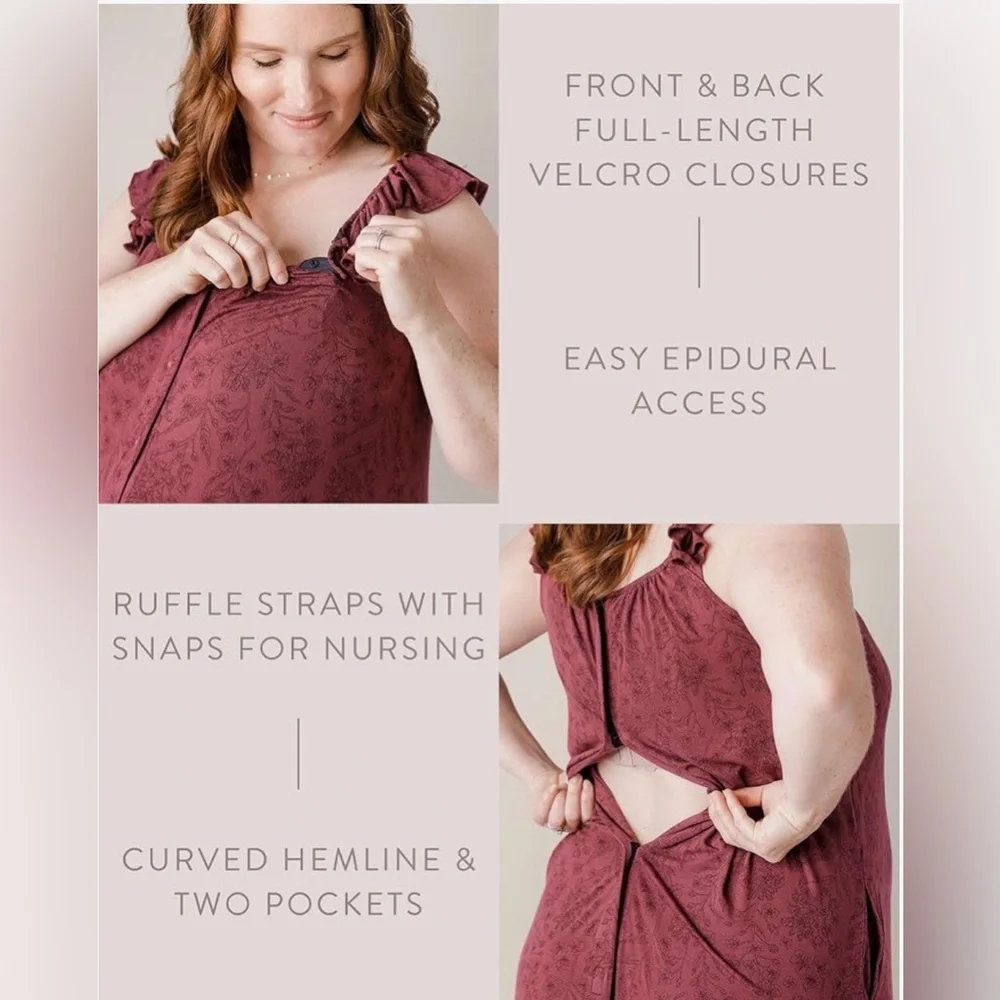 Kindred Bravely Maternity Nightgown in Dusty Rose